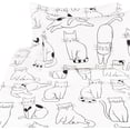 thumbnail image 3 of J-pinno Cat Kitty Cute Cozy Fun Full 4 Pcs Sheet Set for Kids Boys Girls Children 100% Cotton Flat Sheet + Fitted Sheet + Pillowcase Bedding Set, 3 of 4