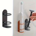 thumbnail image 1 of Soporte for cepillos de dientes montado en la pared, 2 uds., no requiere perforación, diseño ergonómico, accesorios de baño duraderos for almacenamiento de cepillos de dientes y afeitadoras, 1 of 5