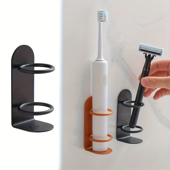 Soporte for cepillos de dientes montado en la pared, 2 uds., no requiere perforación, diseño ergonómico, accesorios de baño duraderos for almacenamiento de cepillos de dientes y afeitadoras