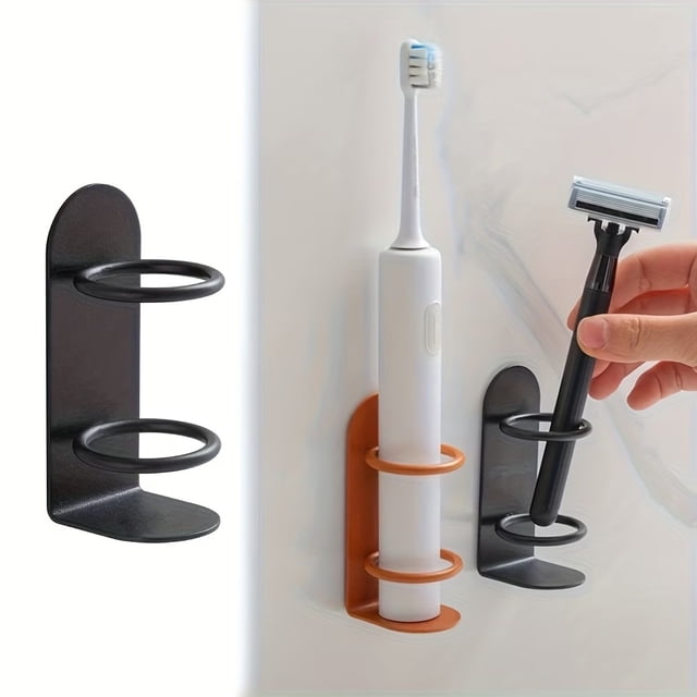 Soporte for cepillos de dientes montado en la pared, 2 uds., no requiere perforación, diseño ergonómico, accesorios de baño duraderos for almacenamiento de cepillos de dientes y afeitadoras