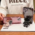 thumbnail image 6 of Compatible for iPhone 14 Plus 6.7 Inch Bling Plating Astronaut Hidden Stand Case, Cute 6D Stand Glitter Phone Case for Women Girls Soft TPU Shockproof Back Cover - Black, 6 of 12