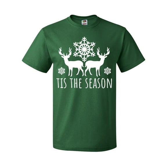 Inktastic Tis the Season White Reindeer Silhouette and Snowflakes T-Shirt
