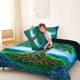 thumbnail image 4 of Homewish Watercolor Nature Tree Queen Comforter Set,Starry Night Sky Comforter Sets Queen,Blue Green,Black Reversible,3 Pieces,1 Comforter and 2 Pillowcases, 4 of 7