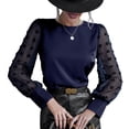 thumbnail image 4 of Sonducket Camisa de cuello para mujer, Tops de estilo informal de Color sólido para acampar, ropa de ceremonia para banquete de boda, ropa suelta, Prendas para la parte del cuerpo Azul marino L Sonducket AP013881-11, 4 of 6