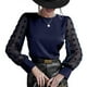 thumbnail image 5 of Minnieouse Camisa de manga larga con cuello para mujer, camisetas informales para viajar, acampar, hacer senderismo y niñas, ropa para ceremonia de Prendas para la parte del cuerpo Azul marino METRO Minnieouse AP013881-10, 5 of 6