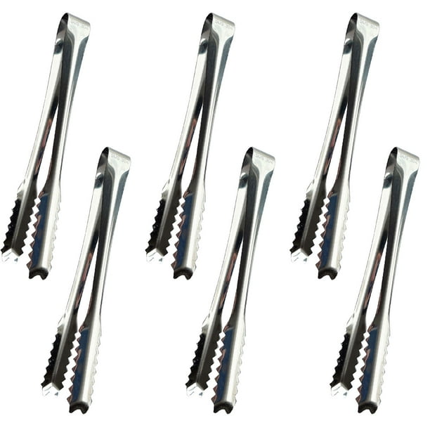 Pinzas elegantes de acero inoxidable plateadas, agarre de artículos pequeños con puntas antideslizantes, utensilio de cocina ergonómico e higiénico, material de calidad alimentaria con resistencia al