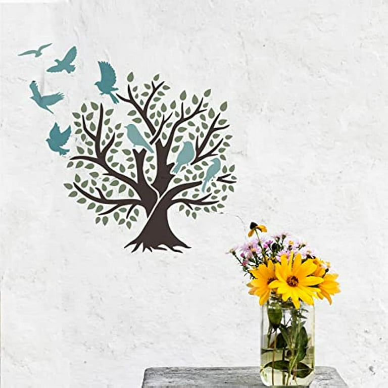 Tree with Birds Stencil - Art and Wall Stencil