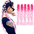 thumbnail image 1 of Trenza de pelo sintético Kanekalon ER Jumbo Ombre 24 pulgadas 5 piezas Melocotón/Rosa Claro, 1 of 5