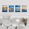 thumbnail image 3 of PixonSign Framed Wall Art Vibrant Ocean Cloud Reflection Islands Prints, Set of 4 Sea Landscape Wall Decors, Nature Wall Décor, Beach Adhesive Canvas Poster, Modern Home Artwork - 8"x10" White, 3 of 5