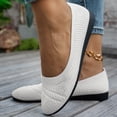 thumbnail image 4 of Rokment Womens Knit Wedges Ballet Flat Dress Shoes Comfortable Lightweight Mesh Round Toe Low Heels Slip on Socks Walking Loafers for Driving White Size 6, 4 of 5