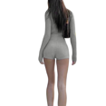 thumbnail image 3 of Gupgi Combishort d'Été pour Femmes, Manches Longues, Fermeture Éclair, Gris, 3 of 9