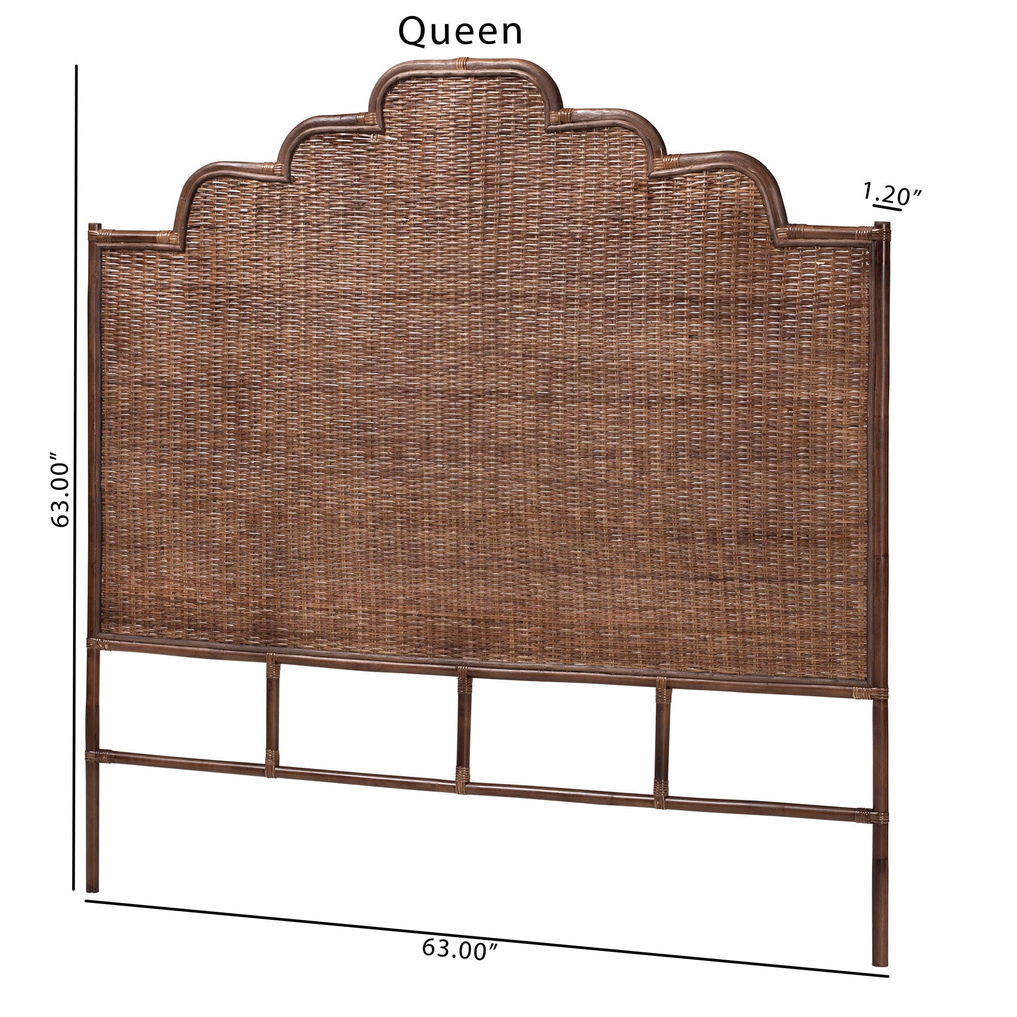 bali & pari Raphaela Boho Standalone Headboard, King, Coffee Bean