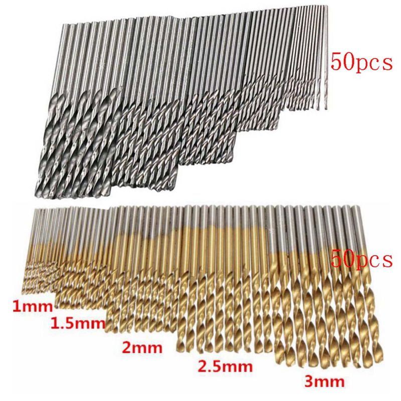 Aluminum 2.5mm 3mm,-10pcs for Each，Micro Drill Bits for Wood Metal 1.5mm Plastic 50PCS Titanium Micro Twist Drill Bits 1mm 2mm Steel 
