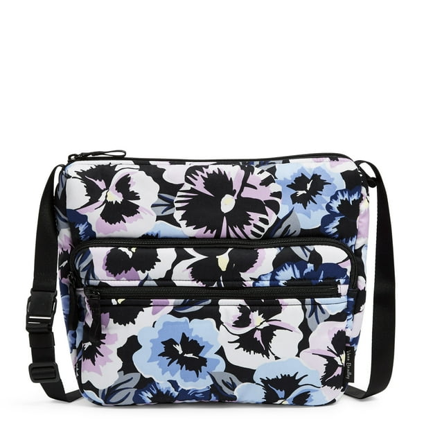 Vera Bradley Women's Recycled Cotton Utility Crossbody Bag Plum Pansies