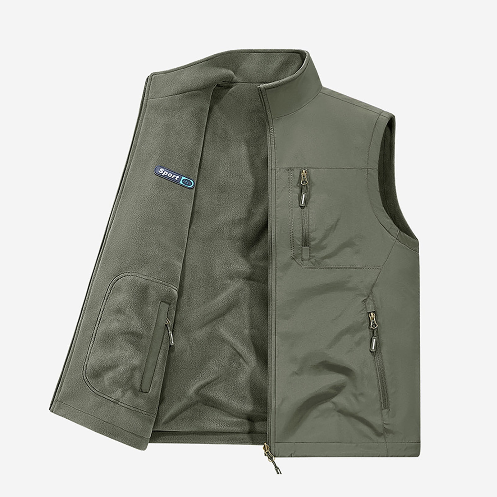 Men's Lightweight Vest Sleeveless Outdoor Work Jacket for Travel Hiking Running Army Green M