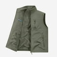 thumbnail image 4 of LpwkSSA Mens Casual Fashion Vest, Zipper Thin Sleeveless Outdoor Multi Pocket Vest for Men Stand Up Slim Fit Casual Solid Collar Breathable Workwear Green XXL, 4 of 7