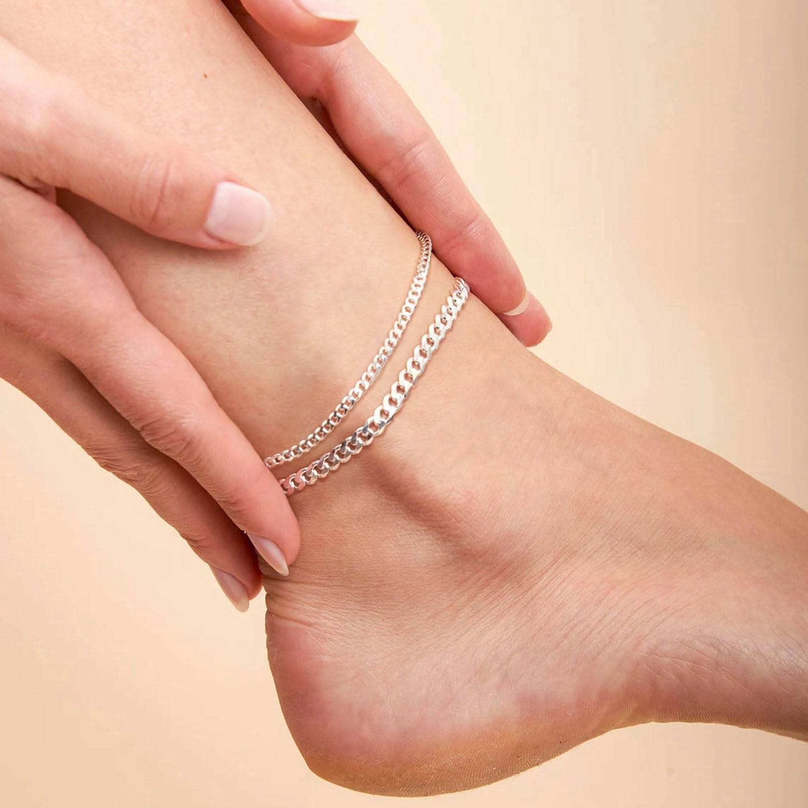 ChicSilver Sterling Silver Anklets for Women Trendy Cuban Link Chain 5mm Thick Foot Jewelry for Gifts