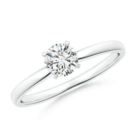 Platinum Diamond Solitaire - April Birthstone Ring - Classic Round Diamond Solitaire Ring in Platinum (5mm Diamond) - SR1506D-PT-HSI2-5-7