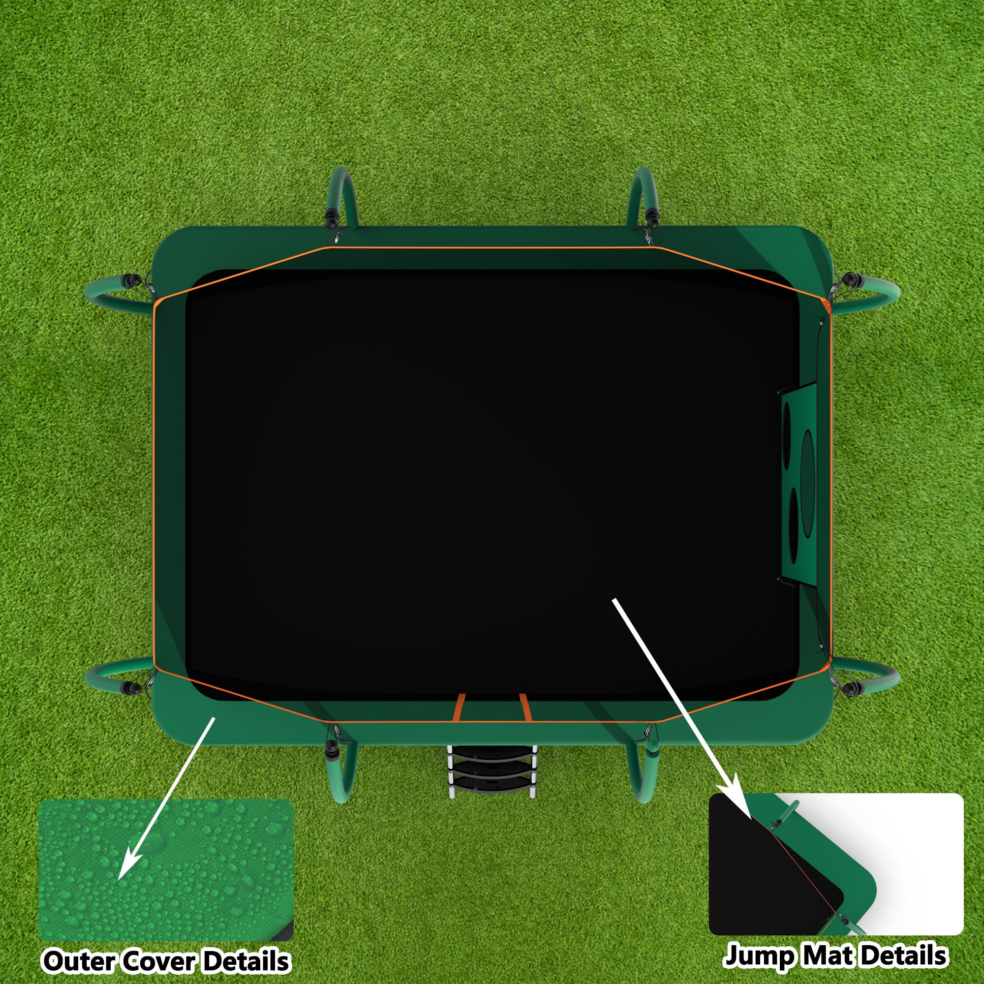 8X14FT Trampoline for Kids and Adults,Large Rectangle Trampoline with Enclosure Net,Green