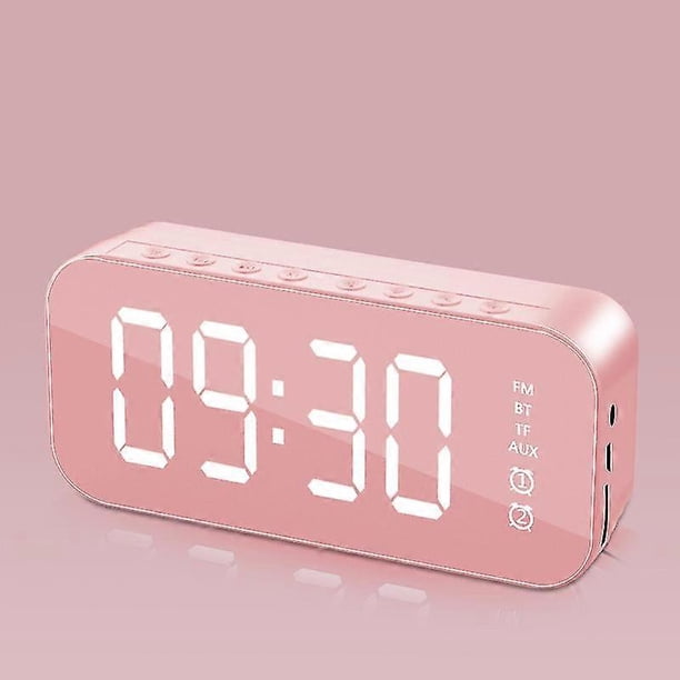 Multifunctional LED Digital Alarm Clock, Azultooth Speaker, Bedside Desktop Luminous Electronic Music Box (Pink)