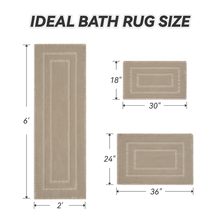 SIXHOME 18x30 Waffle Bath Mat with Boho Tassel, Brown photo 3