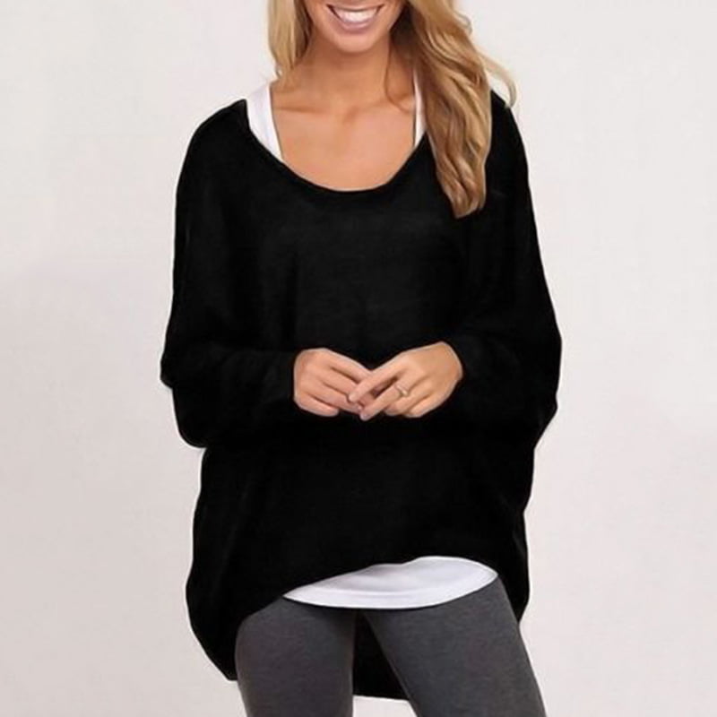 Womens Sweater Casual Oversized Baggy Shirts Sleeve Pullover Shirts Tops