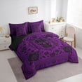 thumbnail image 2 of Homewish Grunge Skull Skeleton 7-Piece Twin Bedding,Victorian Damask Bedding Comforter Set,Happy Halloween Bed Set,Black Reversible, 2 of 8