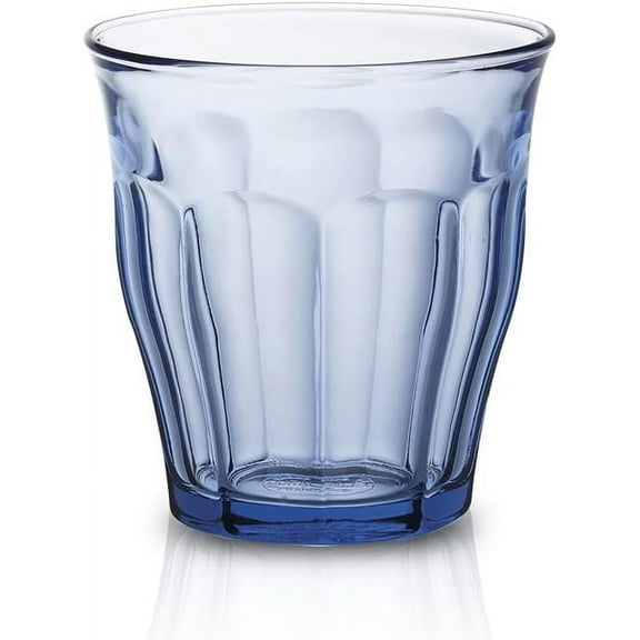 Duralex Made in France Picardie Marine Glass Tumbler Drinking Glasses, 10.88 ounce - Set of 6, Marine Blue