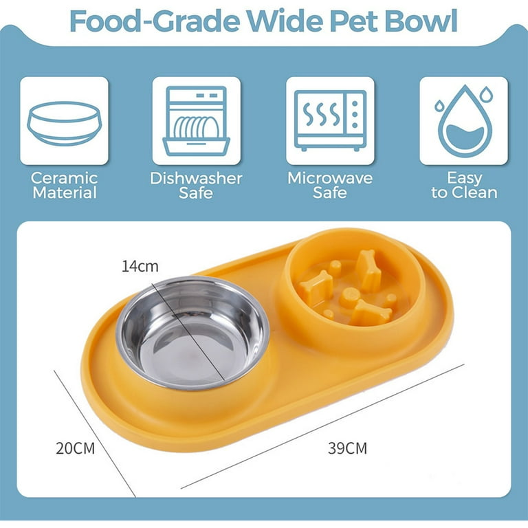 Slip Resistant Pet Bowls and Silicone Feeding Mat Set, Catch Water and Food  Mess, Raised Edges for No Spills, for Small and Large  Pets,green,green，G19395 