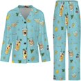 thumbnail image 4 of Top-kevin Women's Pajama Sets Cocktail Glasses Lemon Gold Long Sleeve Lounge Sets Pjs Sleepwear with Pockets, 4 of 12