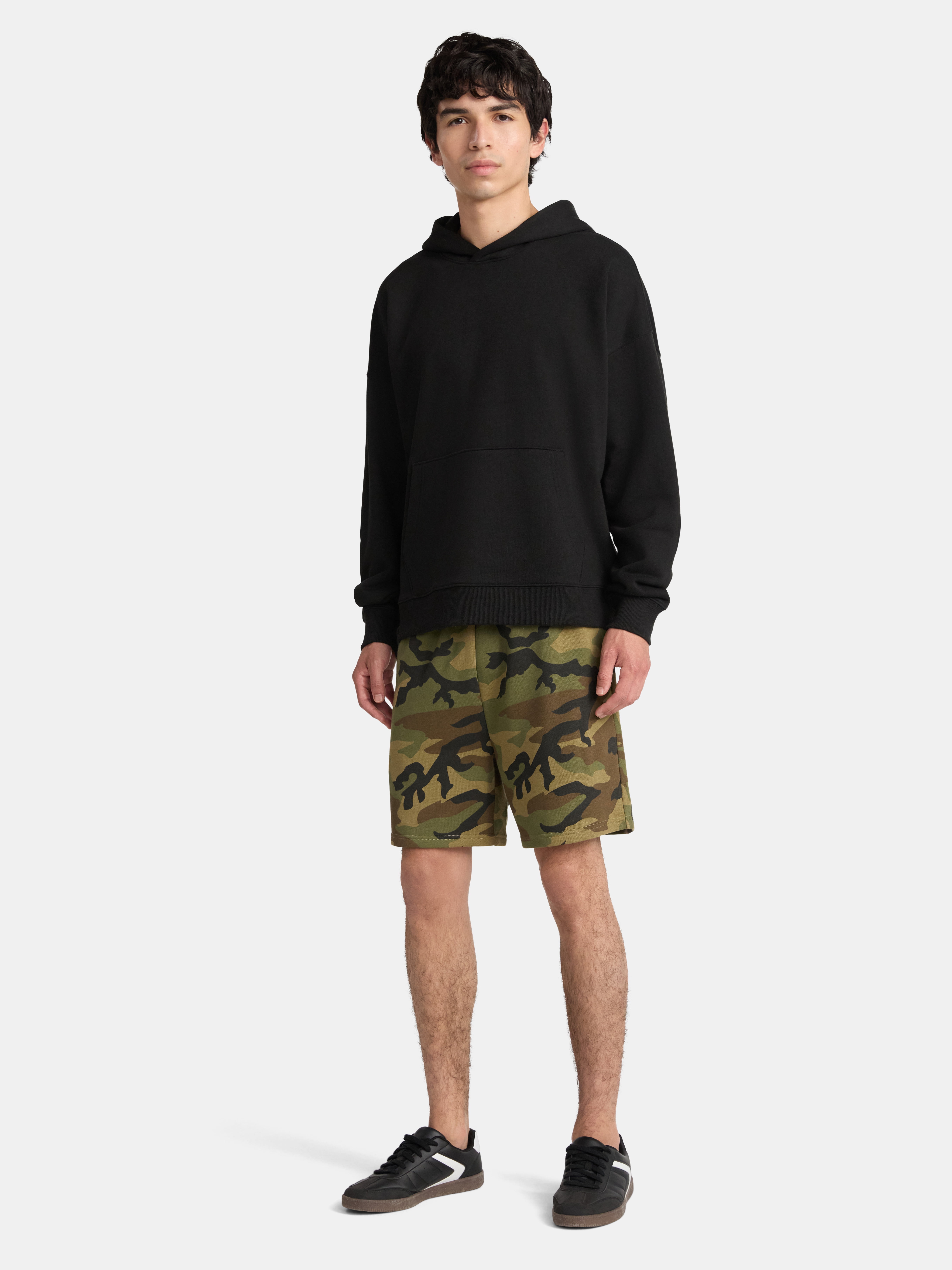 No Boundaries Boxy Fit Cropped Sweatshirt Hoodie, Men's & Big Men's