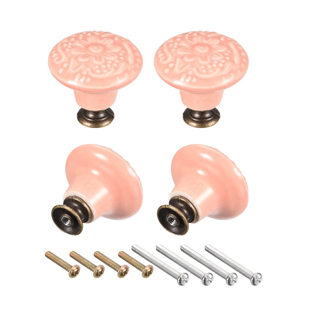 Perillas de Cerámica Unique Bargains 32x34mm 4uds Bola Forma Puerta Tirador Manijas Rosa