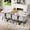Grey,White,Wood + Seats 8 + MDF,PU, variant on 9-Piece Square Dining Table Set, Fixed White Faux Marble and Wood Grain Triamine Tabletop with 8 Black Faux Leather Chairs, Modern Kitchen Table Set for 8 People, Ideal for Family Gatherings