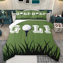 Castle Fairy Sport Golf Bedding Comforter Set 2pcs for Boys Girls,Ball Gamer Twin Comforter Sets Microfiber,Black Green White Breathable Bedding Set,Microfiber Bedroom Decor,Reversible