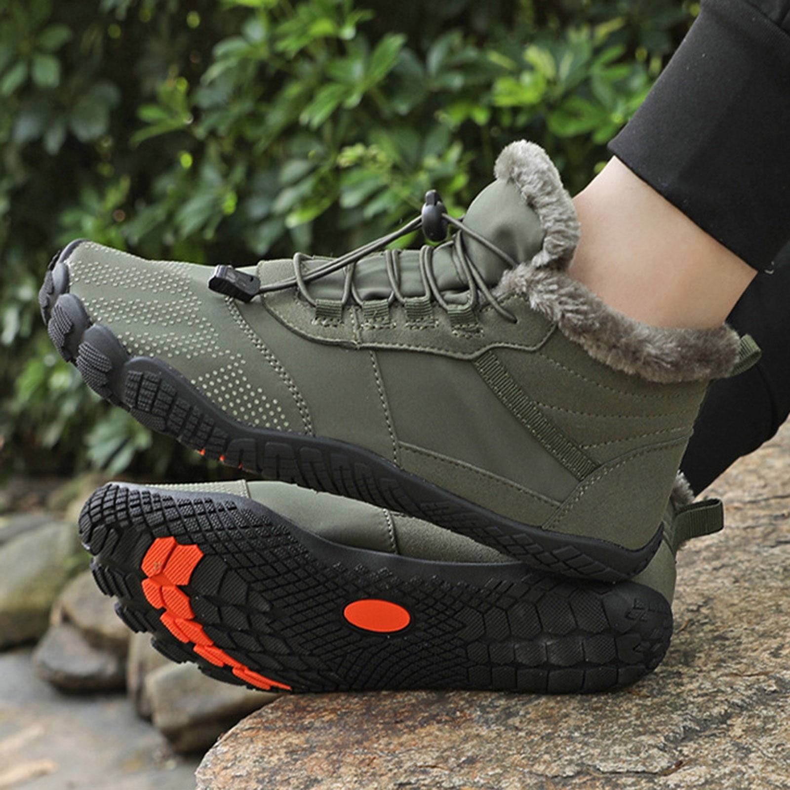 Sexlip Barefoot Shoes For Men Winter Warm Water Proof Suede Leather Hiking Boots Outdoor Trekking Comfortable Breathable Lightweight Shoes Yellow 41