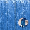 thumbnail image 1 of Justharion Fringe Curtain For Birthday Party Photo Backdrop Tinsel Curtain Backdrop Blue 6.5ft 2Set, 1 of 6