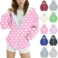 thumbnail image 4 of Fmbrln Girls and Boys Polka Print Fleece Hoodies Long Sleeve Full Zip Up Hooded Sweatshirts Fall Winter Fashion Warm Athletic Coat with Pockets, Sizes 4-14Y, 4 of 4