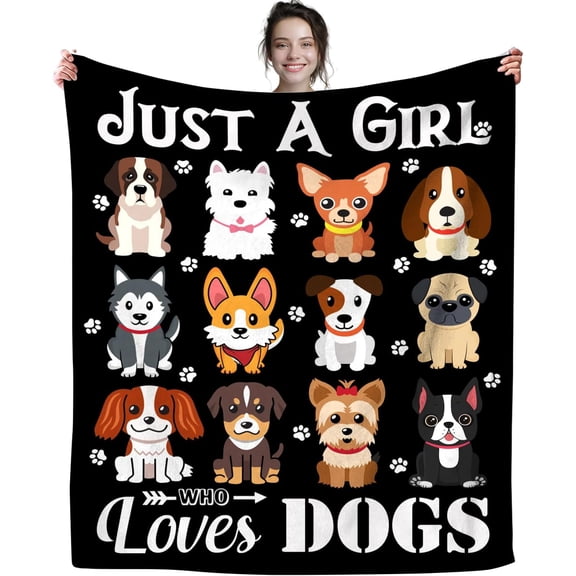 Kuscheln Dog Blanket Puppy Plush Gifts Just A Girl Who Loves Dog Blankets Ultra Soft Cozy Flannel Throw Blankets Bedding for Kids Girls Adults Women Gifts