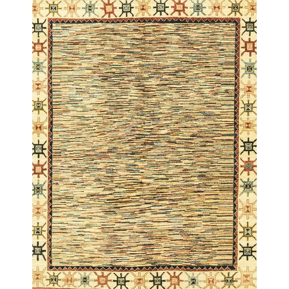 Ahgly Company Indoor Rectangle Abstract Mustard Yellow Abstract Area Rugs, 5' x 8'