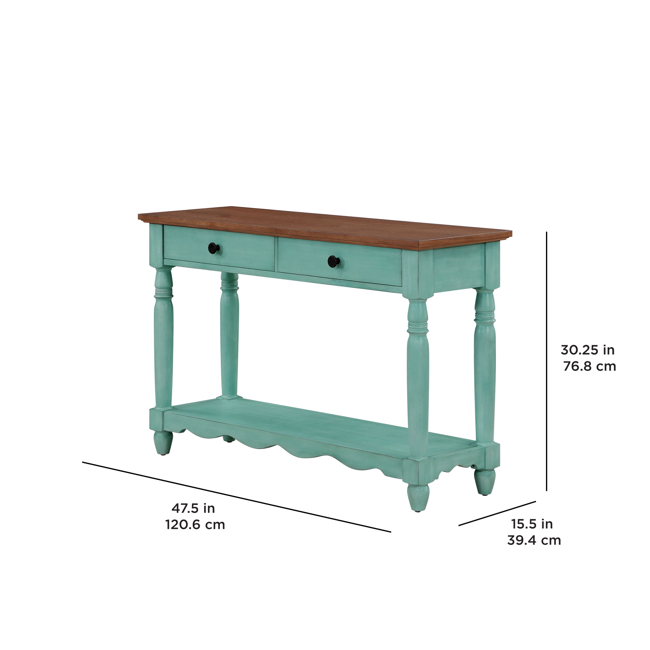 The Pioneer Woman Helen Console Table Made With Solid Wood Frame, Teal