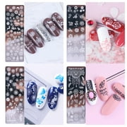 7 Pcs Nail Art Stamping Plates, Jademall Nail Stamping Plates with 2 Silicone Stamp + 2 Scraper, Flower/Snowflake/Geometric Triangle/Butterfly/Rose/Dandelion/Dreamcatcher