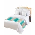 thumbnail image 6 of Bed Runner Scarf Twin Size, Summer Turquoise Beach Stain Bed Runners & Scarves for Foot of Beds, Sand Coastal Waves Gradient Decorative Bedding Runner Scarf for Hotel Home Bedroom, 6 of 6