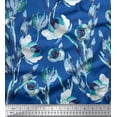 thumbnail image 1 of Soimoi Blue Silk Fabric Leaves & Floral Fabric Prints by Yard 42 Inch Wide, 1 of 1