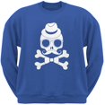 thumbnail image 1 of Hipster Skull And Crossbones Blue Adult Crew Neck Sweatshirt, 1 of 1