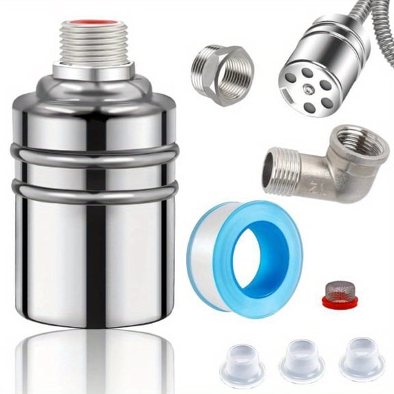 Fully Automatic Float Valve 304 Stainless Steel, 1/2" to 3/4" Water Level Controller for Tanks, Pools, Towers and Distillers