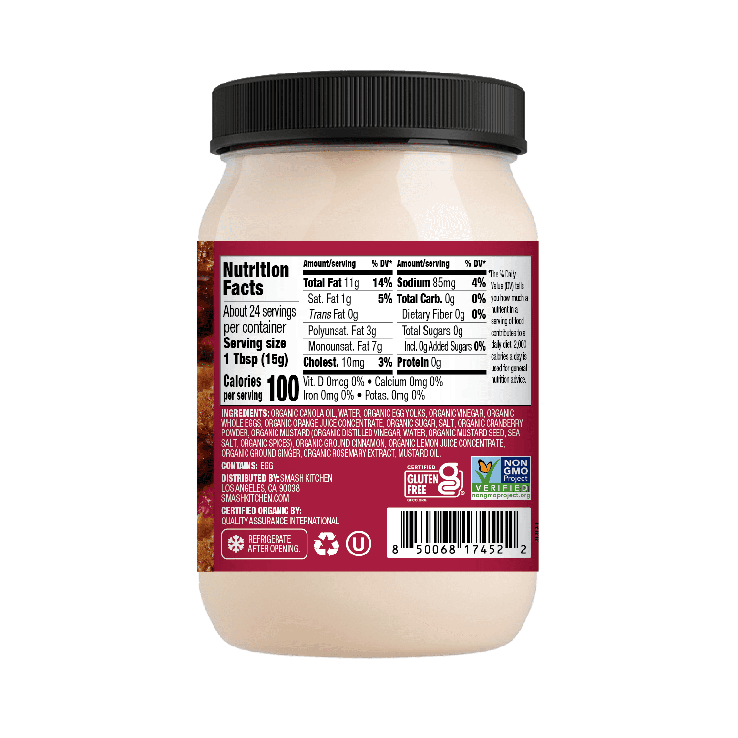 Smash Kitchen Organic Cranberry Mayonnaise, 12 fl oz Jar