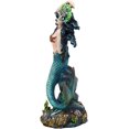 thumbnail image 3 of 11"H Nautical Turquoise Tail Mermaid Pearl Crown Princess By Treasures Statue, 3 of 9