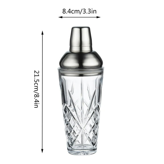 Rkxzt Shake Bottle Cocktail Mixing Glass with Stainless Steel Lid and Filter 15 oz 420ml Bar Shaker Set Kitchen Supplies|Glass,Black