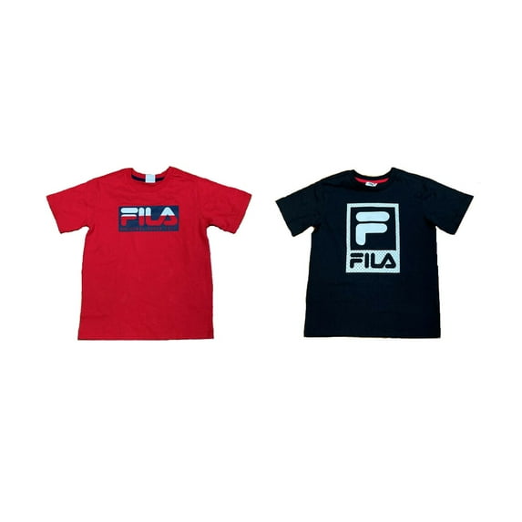 Fila Boy's Fila Box Stacked Logo T-Shirt, 2 Pack, Red/Black, L14/16
