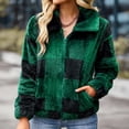 thumbnail image 4 of Puntoco Mujer Solapa Doble Bolsillo Otoño Invierno Felpa Cremallera Cárdigan Solapa Felpa Chaqueta A Cuadros Liquidación Puntoco Puntoco-2784, 4 of 8